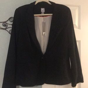 Black blazer with  pinstriped lining